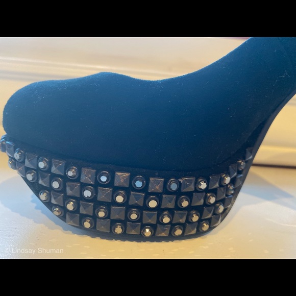 Sam Edelman black suede embellished platform pumps - Picture 8 of 8